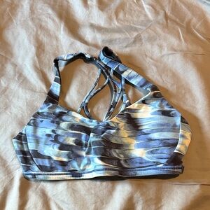 lululemon athletica Blue and Gray Patterned Sports Bra